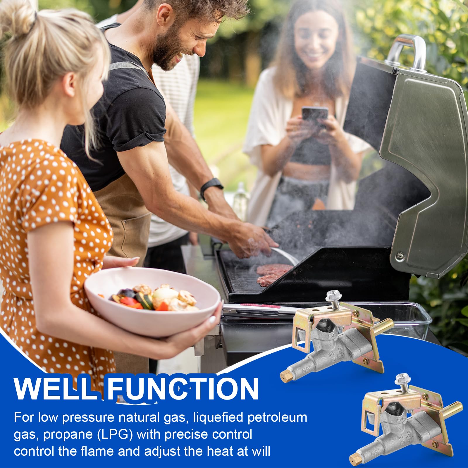 Valvola di controllo del bruciatore a gas della piastra di ricambio per griglia a gas Blackstone 36 '' 1554 1565 1836 1866 1560, morsetto per valvola a gas per barbecue a gas, confezione da 2