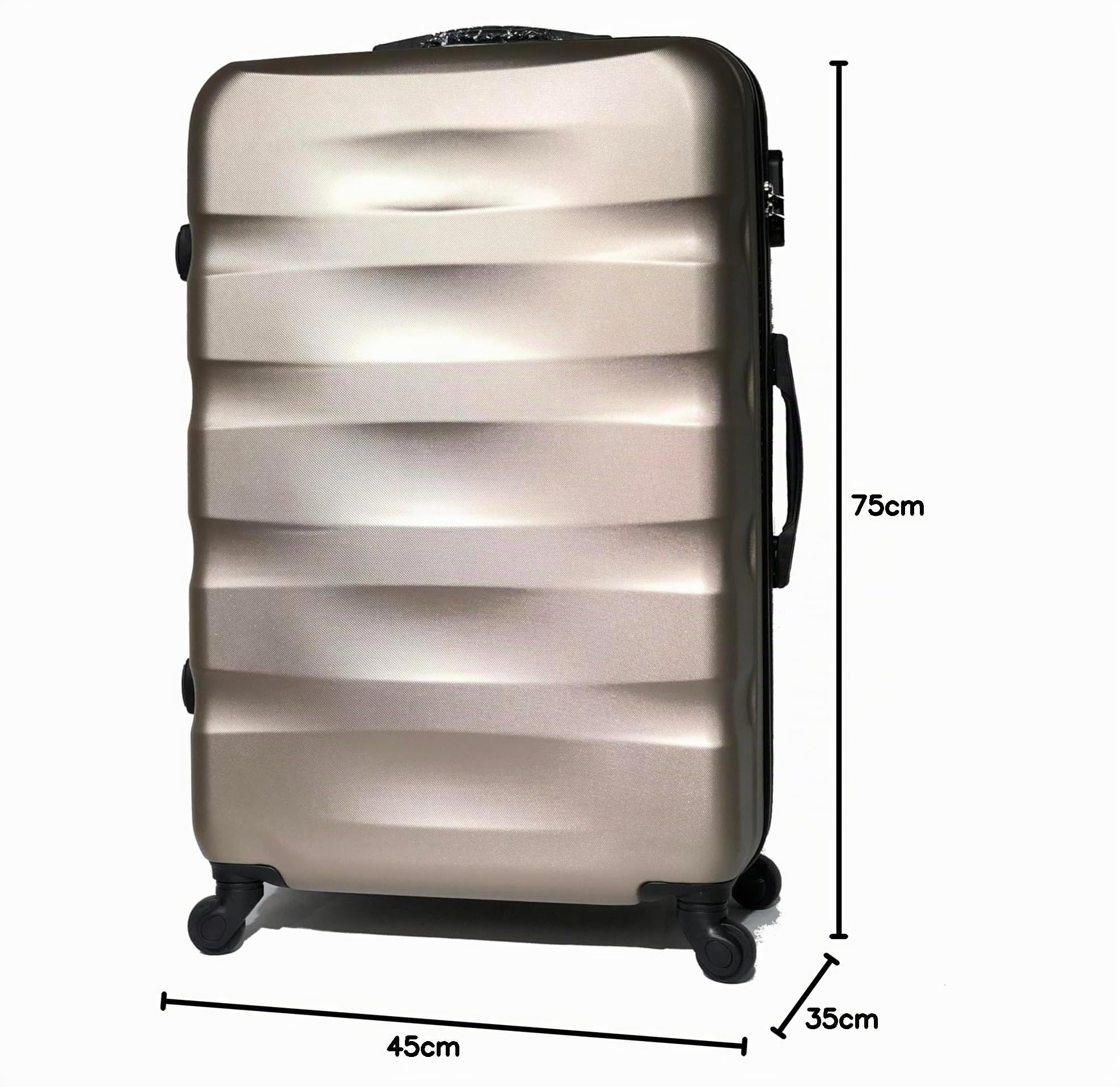 CELIMS - Juego de Maletas | Maletas de Viaje Grandes 23 Kilos + Neceser Mujer| Maleta Grande 23 Kilos 75cm + Neceser Viaje | ABS Ligera| Champán