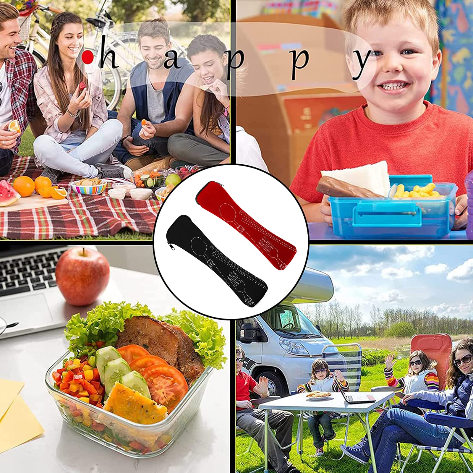 Borsa Portaposate Da Viaggio 2 Pezzi - Neoprene Impermeabile, 24x6.5 Cm (Nero E Blu)