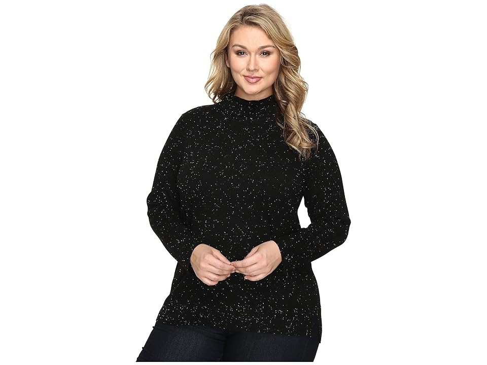 

Calvin Klein Plus Plus Size Turtleneck w/ Fleck Detail (Black) Women's Sweater