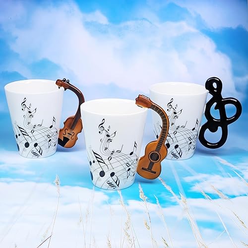Miniatura 7 de LanHong Taza de guitarra, taza de café de guitarra, regalo para guitarristas músicos, taza de guitarra de 13.5 onzas, regalos para amantes de la