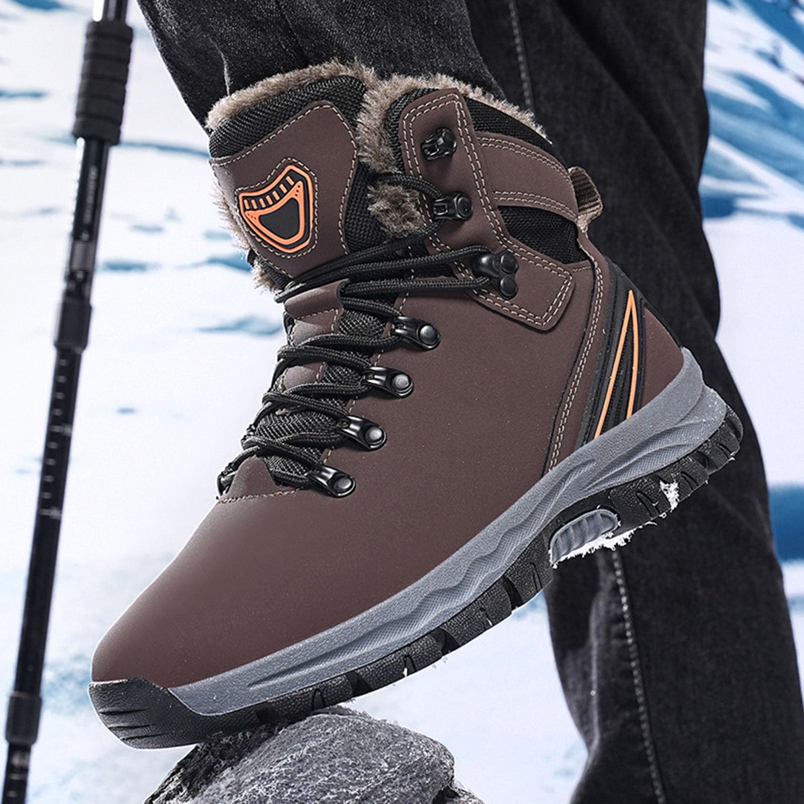 Generisch Paire de bottes d'hiver pour homme - Bottes de neige chaudes et épaisses - Chaussures de randonnée