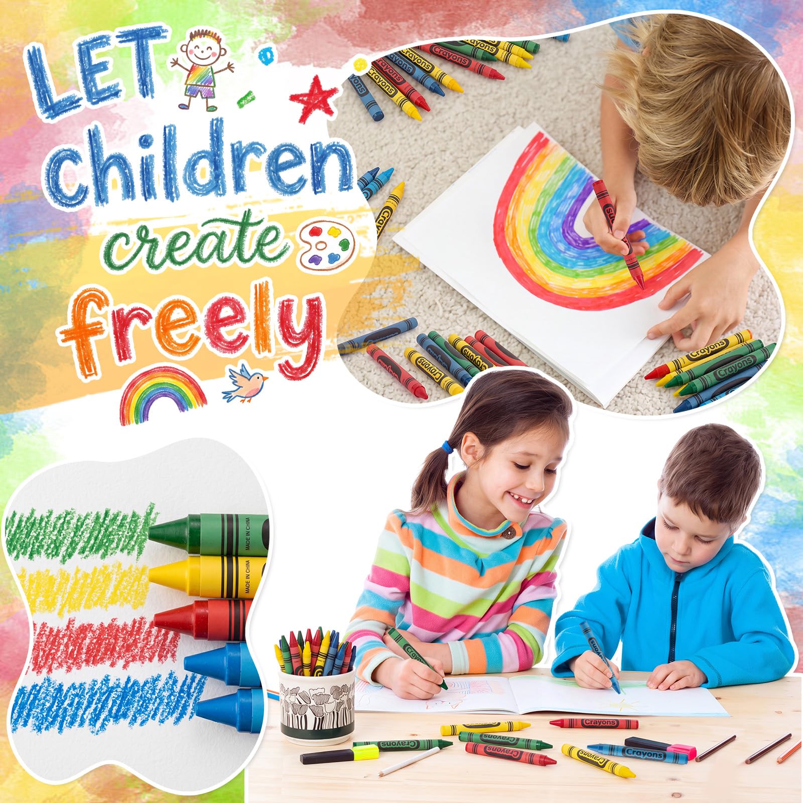 AmazingSpark Buntstifte, 4 Farben, sortiert, 7,6 cm lang, Buntstifte, Malzubehör für Kunst, Party, Gastgeschenke, 180 Stück