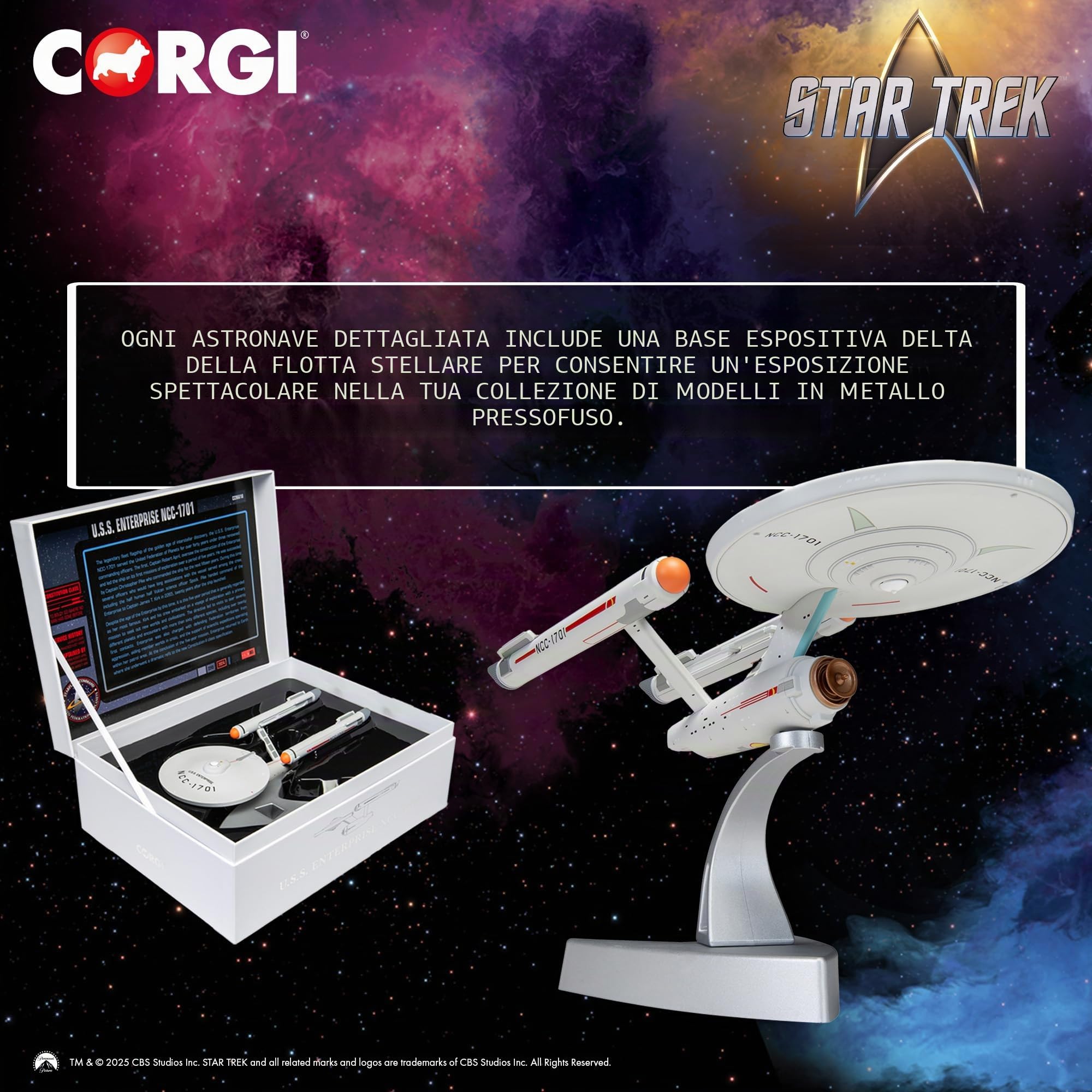 Corgi CC96610 Star Trek, USS Enterprise NCC-1701 (La serie originale), Licenza di film TV e modello da collezione pressofuso per eventi