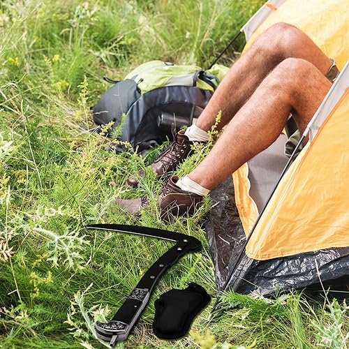 Miniatura 6 de WILLBOND Herramienta de jardín plegable de hoz negra afilada, cuchillo de mano de hierba de seguridad portátil con funda mango de madera, 2