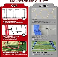 Vista 5 de Red de rebote de fútbol, ajustable de 3.7 x 3.7 pies con marco de acero, resistente a la intemperie, entrenador de rebote de fútbol para patio