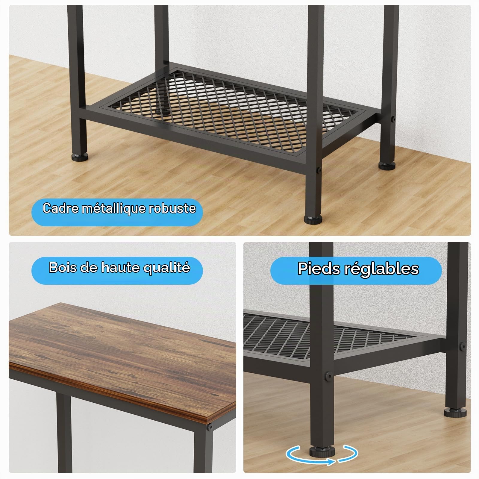 VyGrow Support d'aquarium à 2 niveaux, pour le salon, le magasin, le bureau, charge 158 kg, 53 x 30 x 81 cm, noir