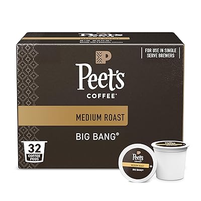 Peet's Coffee, Medium Roast Single Serve Coffee Pods, 100% Arabica Coffee - Big Bang, 32 Count (1 Box of 32 Pods)