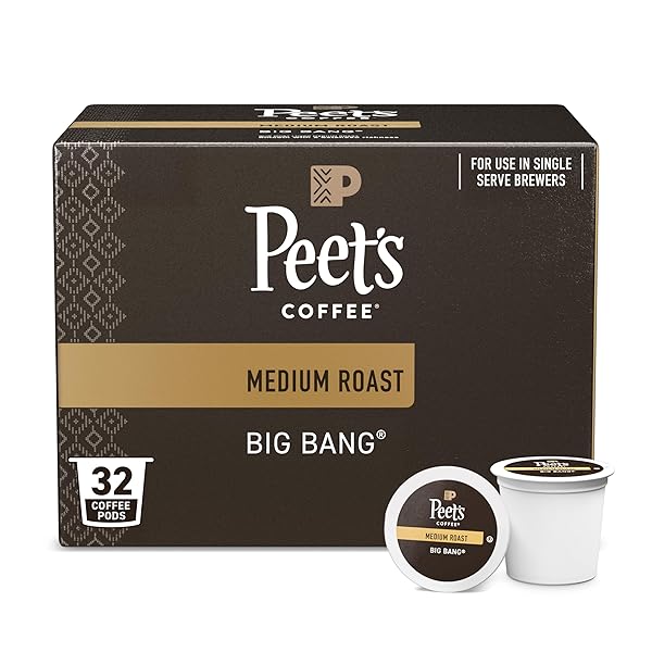 Peet's Coffee, Medium Roast Single Serve Coffee Pods, 100% Arabica Coffee - Big Bang, 32 Count (1 Box of 32 Pods)