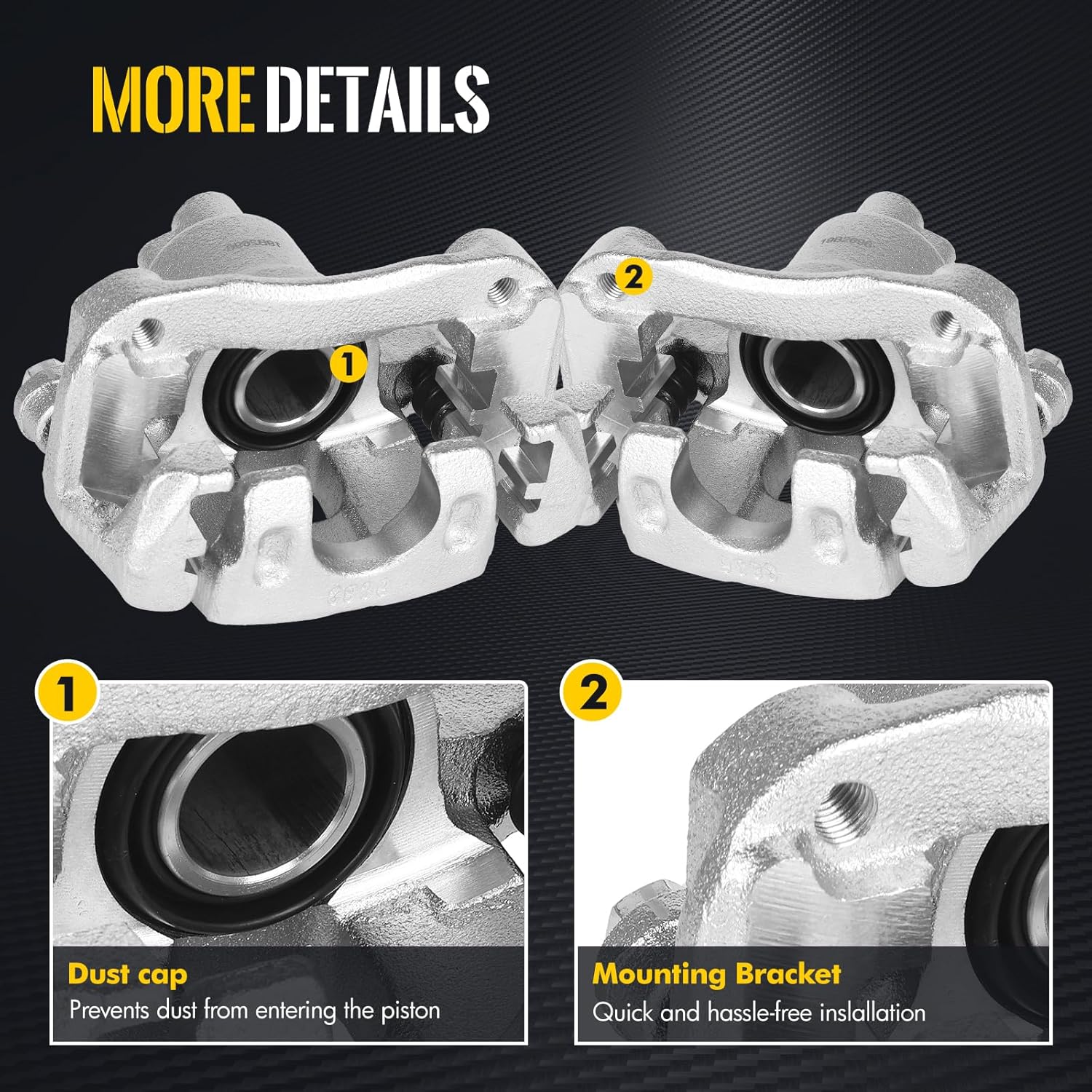 KUSATEC 19B2696 19B2697 Rear Disc Brake Caliper with Bracket fit for Toyota Avalon 2005-2007/ Camry 2002-2006/ Solara 2004-2008, Both Driver Passenger Side