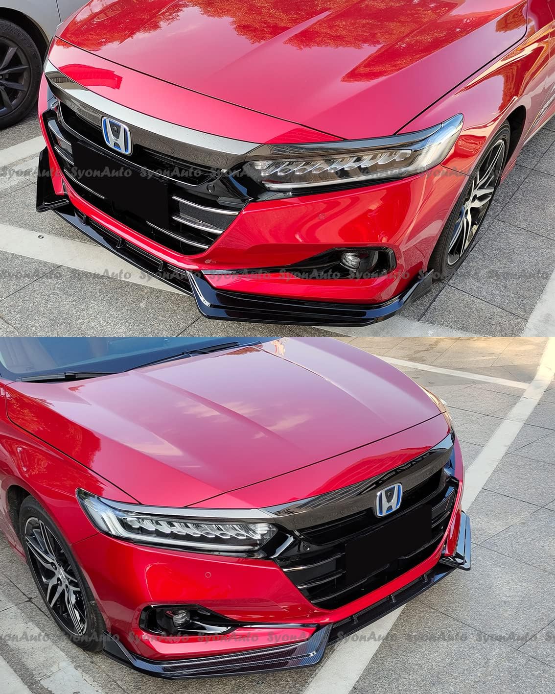 FITS 2021+ HONDA ACCORD V2 STYLE 3PCS GLOSSY BLACK FRONT BUMPER LIP SPLITTER KIT