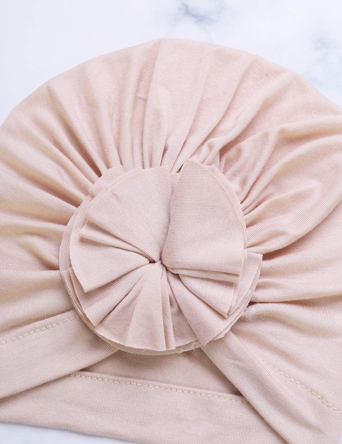 Säuglingsbaby Beanie Knoten Donut Hut Neugeborene Jungen Mädchen Baumwolle Weiche Turban Bogen Kaninchenohren Mütze Krankenhaus Kopf Wrap (Color : N Round Ruffles, Size : One Size)