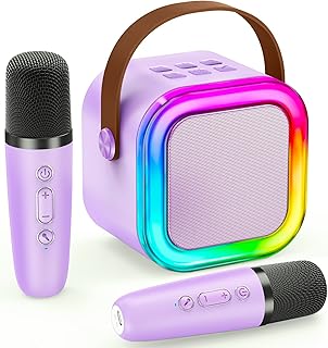 Karaoke Machine Children’s IROO Mini Karaoke Machine with 2 Microphones, Girls’ Microphone Kids Gifts for Children, Portab…