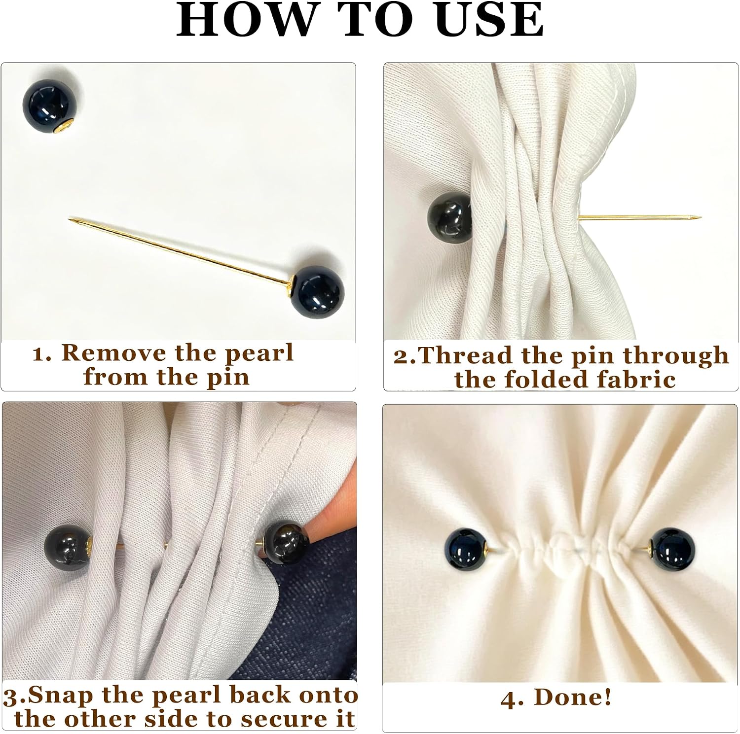 8 Pcs Pearl Brooch Pins for Clothes Double-Headed Decorative Shawl Pin