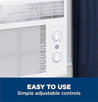 GE Window Air Conditioner 5,000 BTU AC Unit for Small Spaces up to 150 sq ft with Manual Controls & 2 Cooling Modes, Easy Install Kit, White