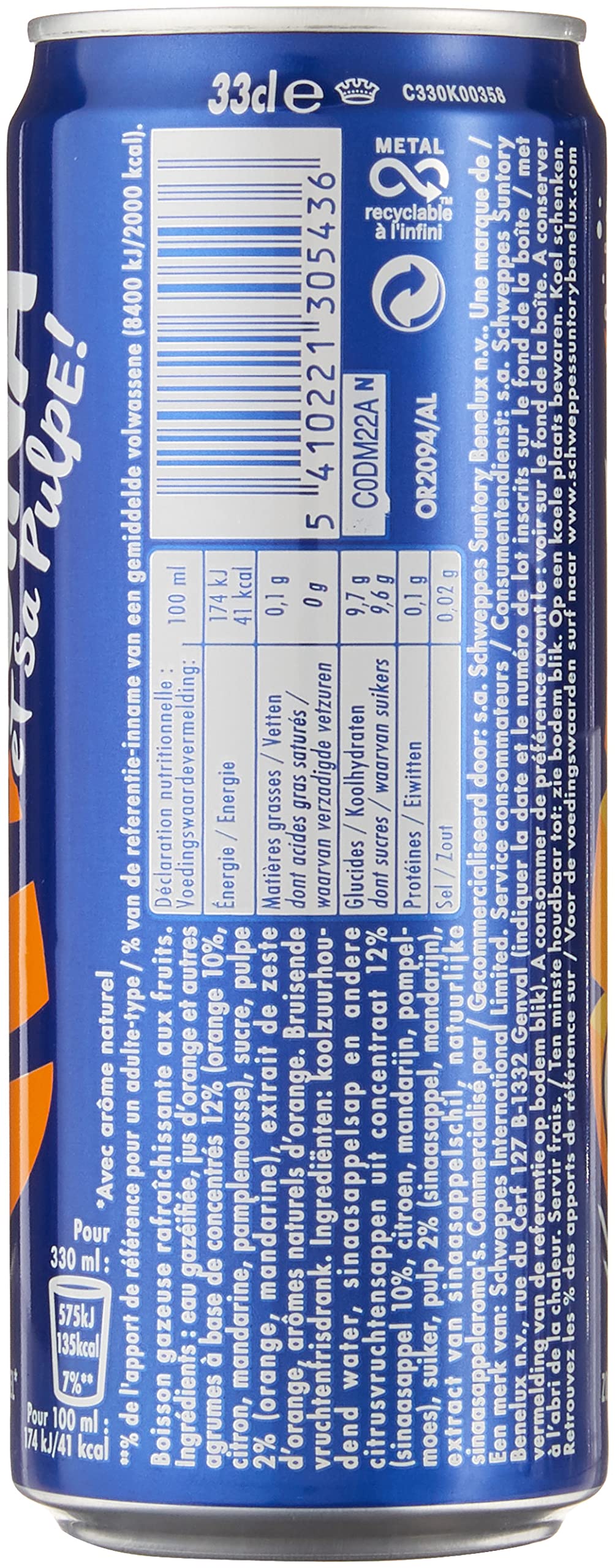 Orangina Regularmente 4 multipacks x 6 blikjes x 33 cl