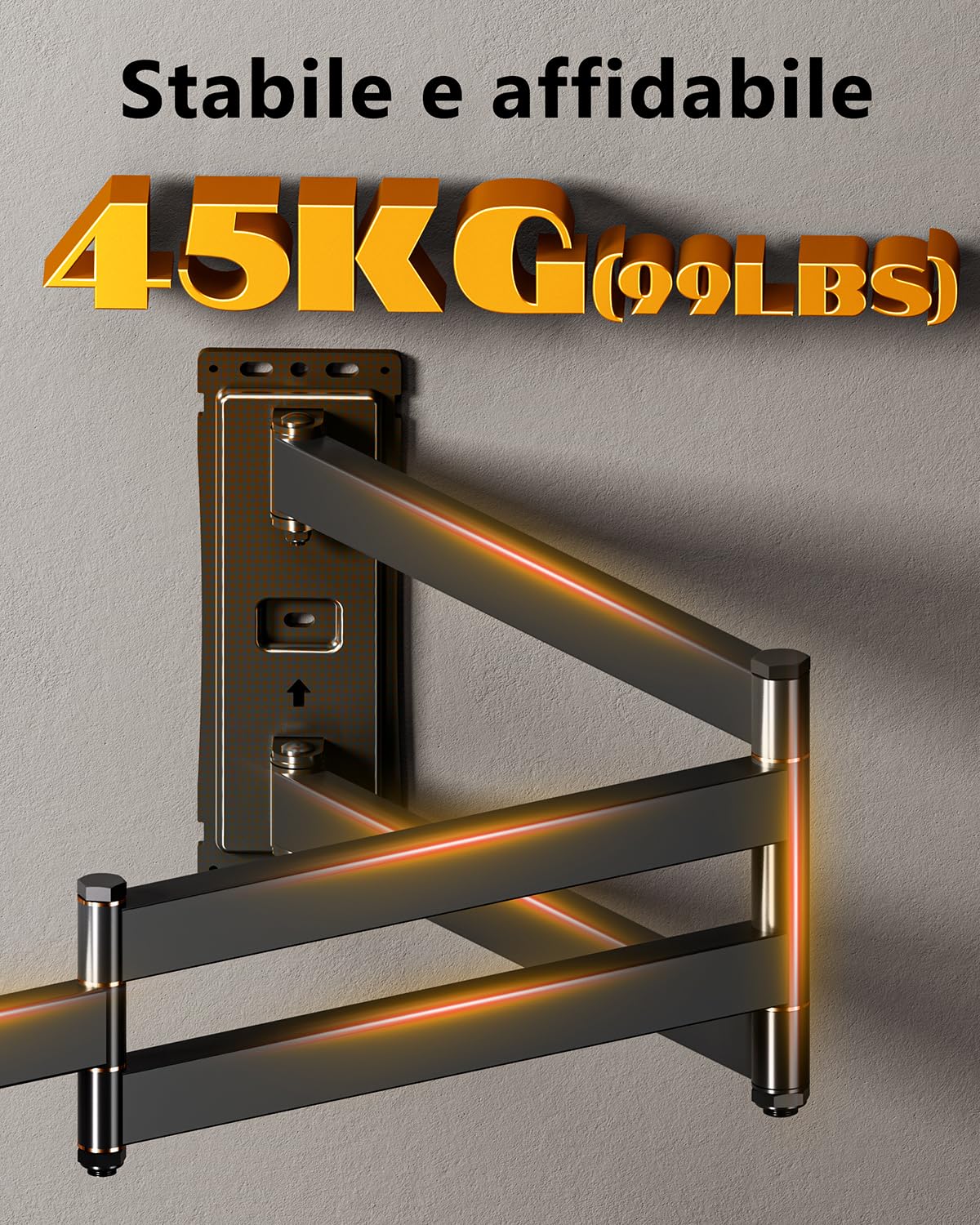 Supporto TV Parete con Braccio Extra Lungo 1016mm per Schermi LCD/LED/OLED da 37-75 Pollici, Staffa TV Girevole Inclinabile ed Estendibile, Braccio TVs ad Angolo VESA 600x400mm fino a 45kg