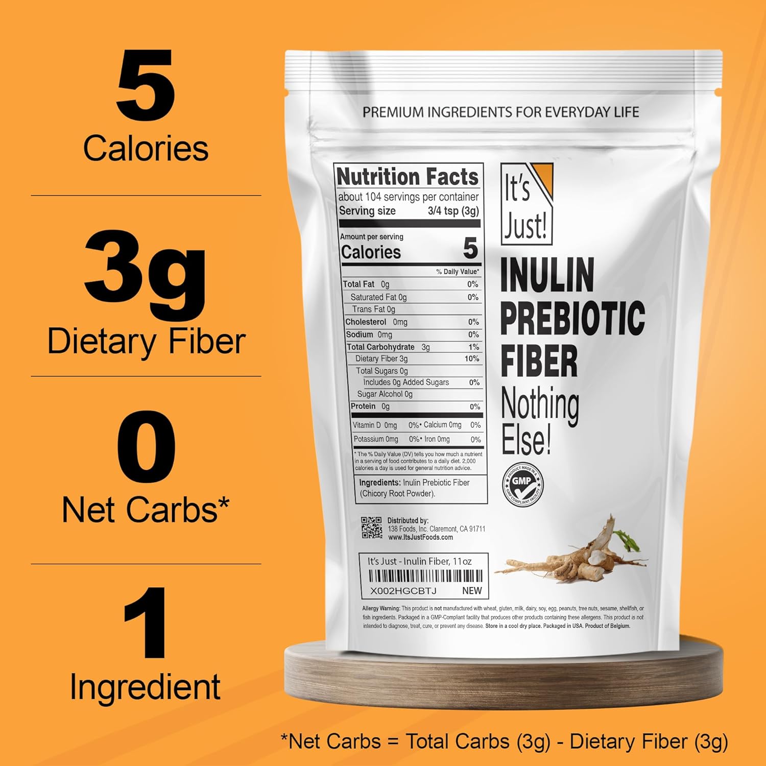 It's Just! - Inulin Prebiotic Fiber, Water Soluble, Chicory Root Powder, Promotes Gut Health, Made in USA, Product of Belgium, Vegan/Keto Friendly - Image 5