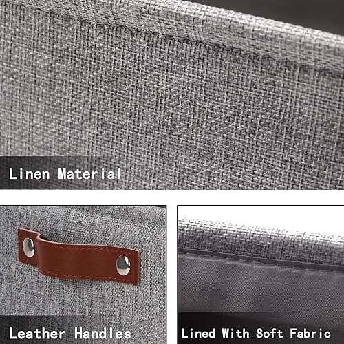 Vista 49 de HNZIGE - Canastas pequeñas de tela para organización (paquete de 6) canastas plegables de almacenamiento para estantes, armarios, lavandería, Asas