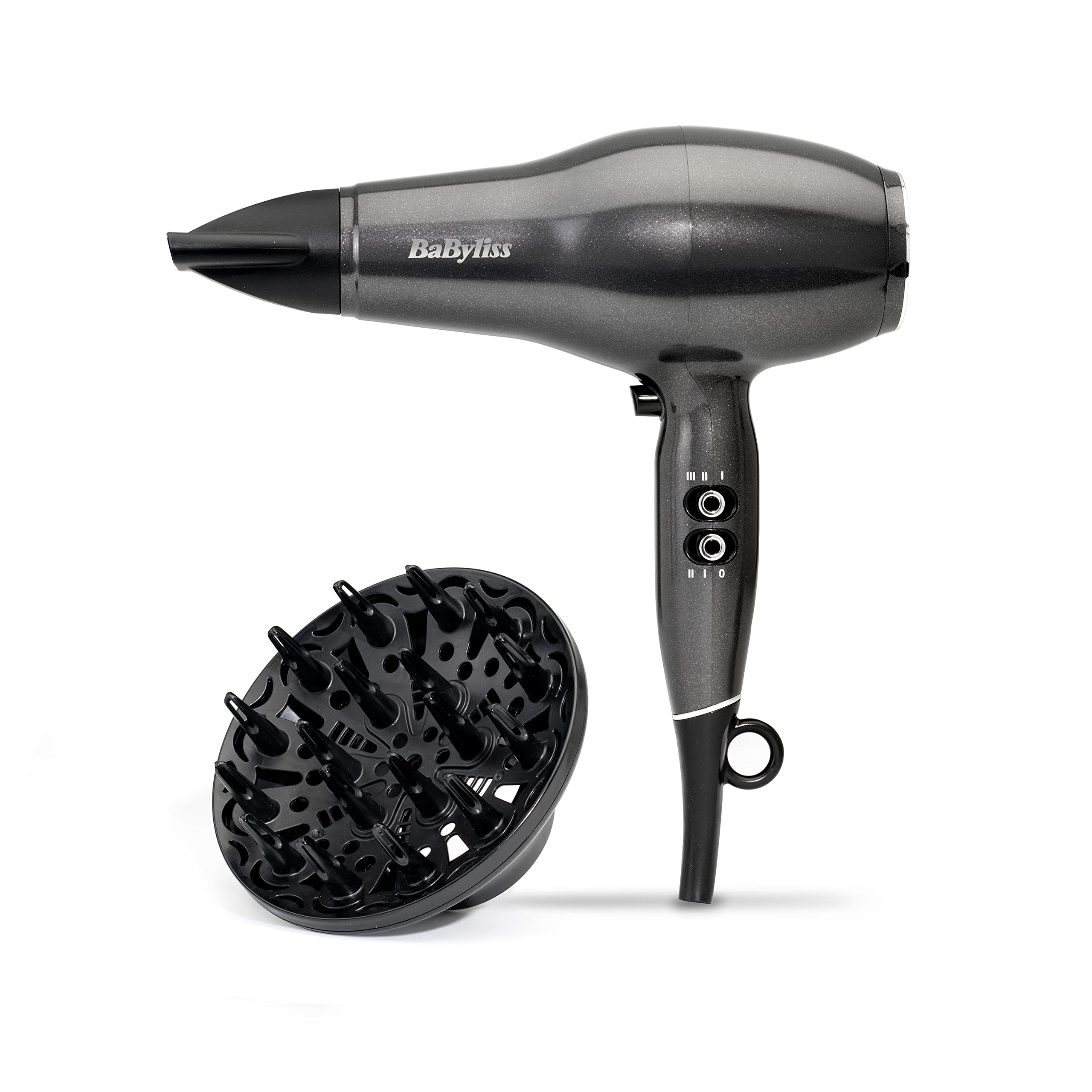 BaByliss Platinum Diamond Hair Dryer & Diffuser - Professional 2300W Blow Dryer with AC Motor, Ionic Frizz-Control, 3 Heat & 2 Speed Settings, Diamond, 6490DUBaByliss Platinum Diamond Hair Dryer & Diffuser - Pro…