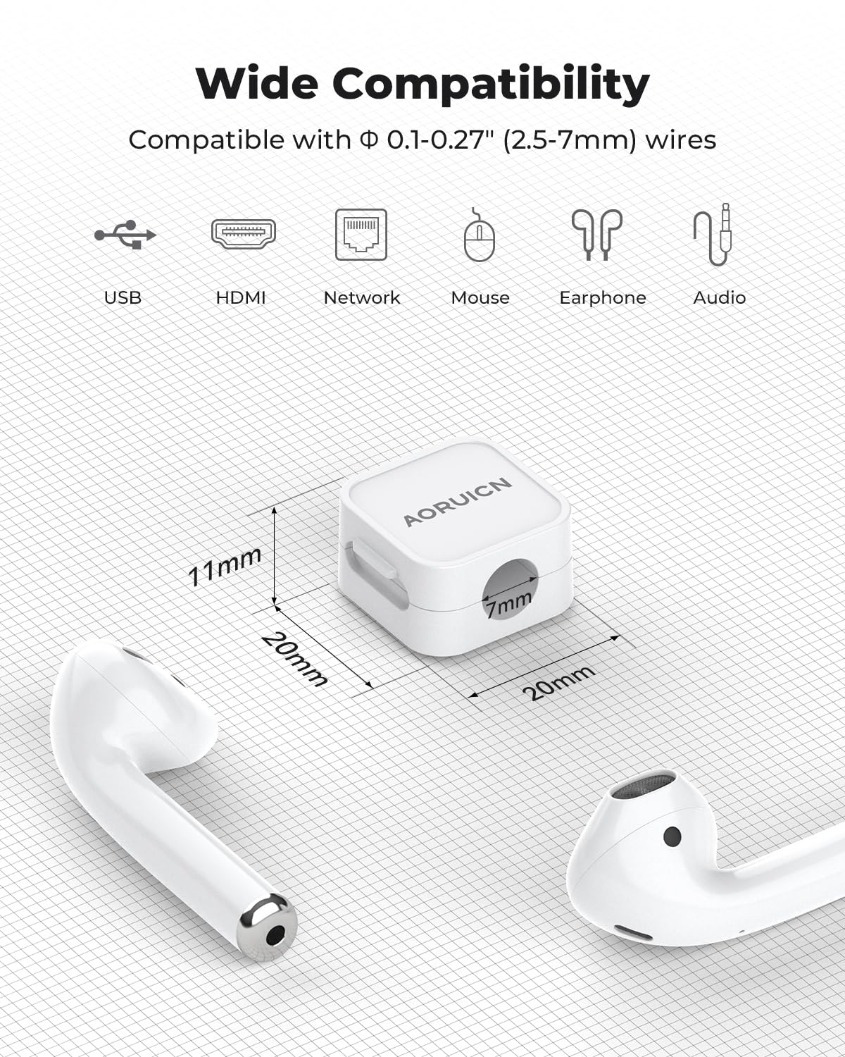 Paquete de 10 organizadores de cables para gestión de cables, clips magnéticos para cables, soporte de alambre adhesivo, ocultador de cables debajo del escritorio para mesita de noche,