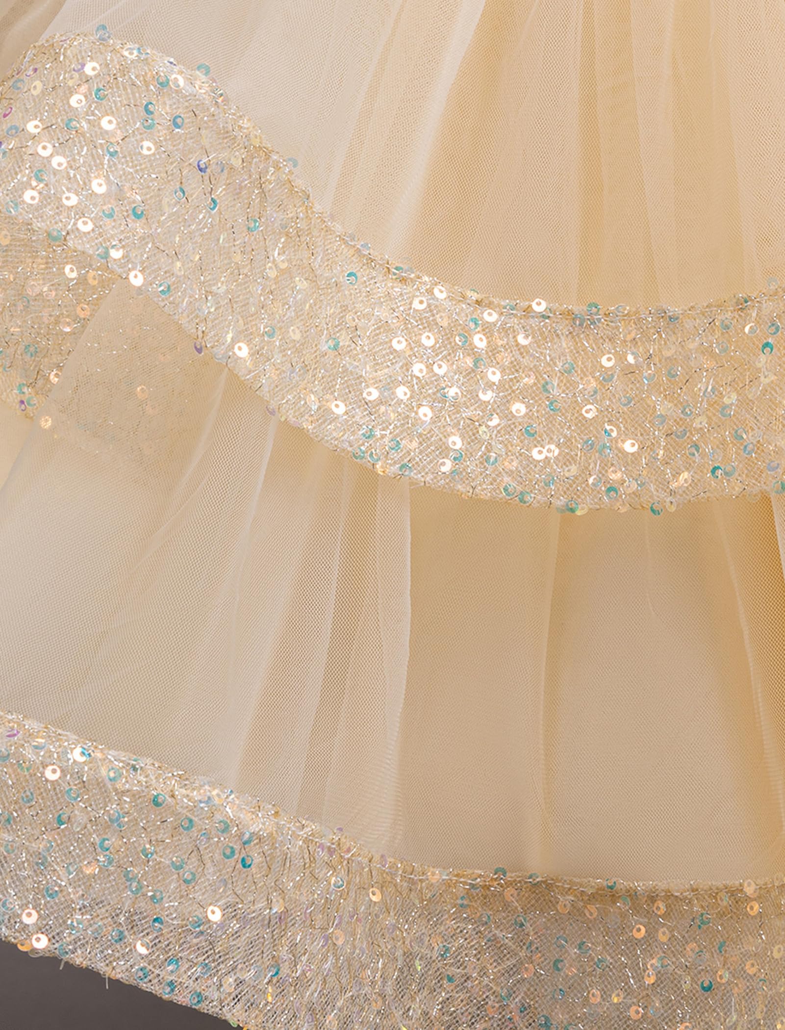 ABEHIK Vestidos de lentejuelas para niñas con malla, sin mangas, vestido poncho para fiesta, vestido de tul para niña de flores, cumpleaños, boda