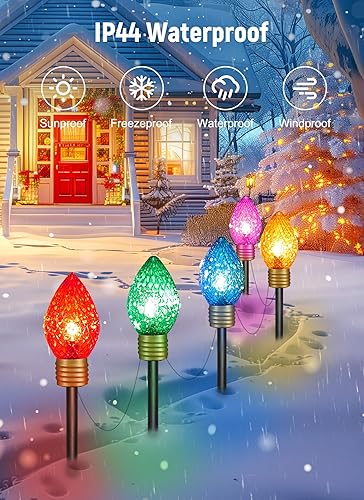 Miniatura 8 de Brightown Strawberry Jumbo C9 - Luces de camino de Navidad para exteriores, 8.5 pies, 5 luces LED Jumbo C9, luces de Navidad de bombilla multicolor,