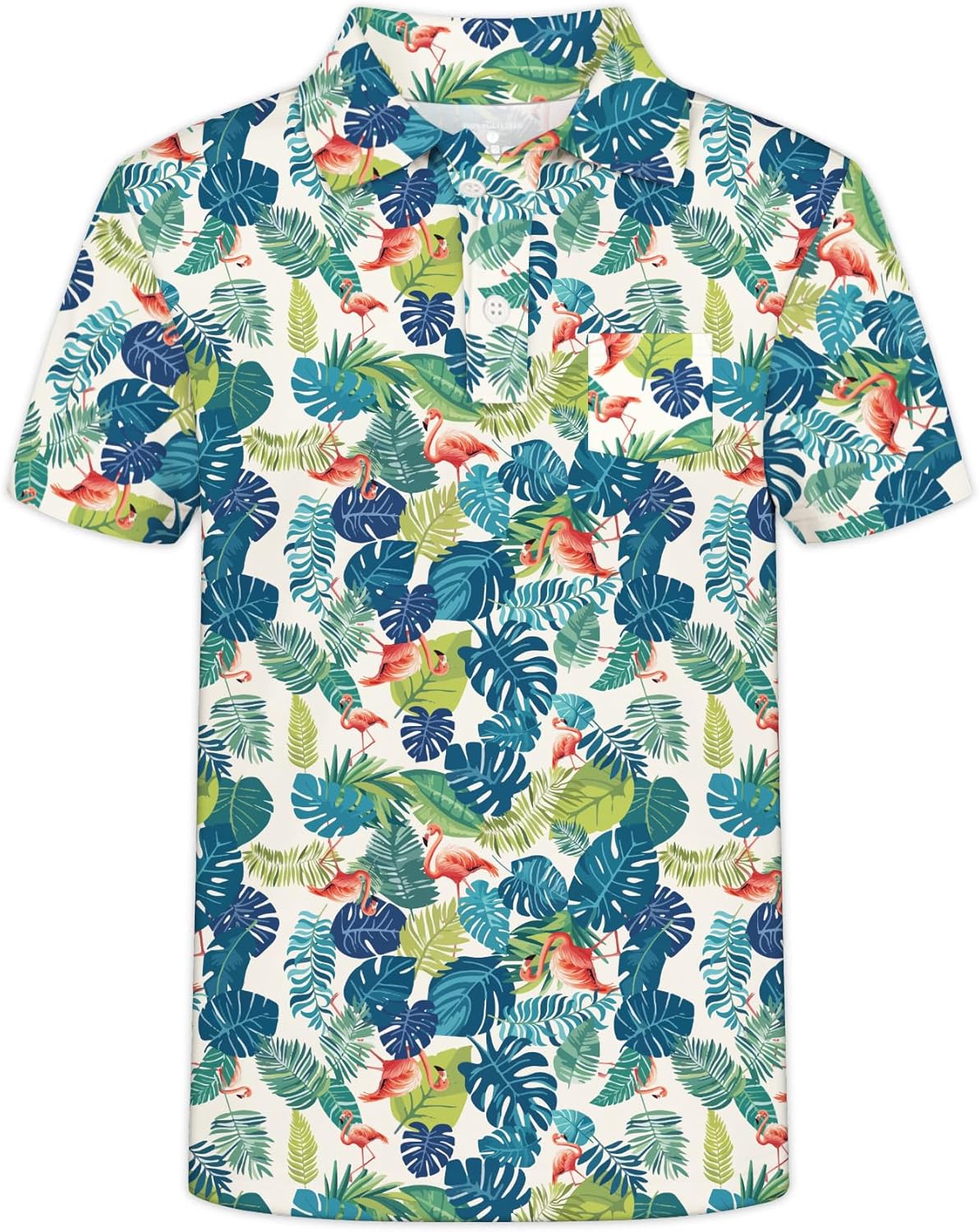 Kids Hawaiian Shirt Boys Golf Polo Beach Top Tropical, Short Sleeve Aloha Printed Tee - Image 4