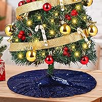 Vista 15 de ShinyBeauty - Falda de árbol de Navidad bordada y con lentejuelas de 24.0 pulgadas, falda de árbol de Navidad de poliéster para decoración de Navidad