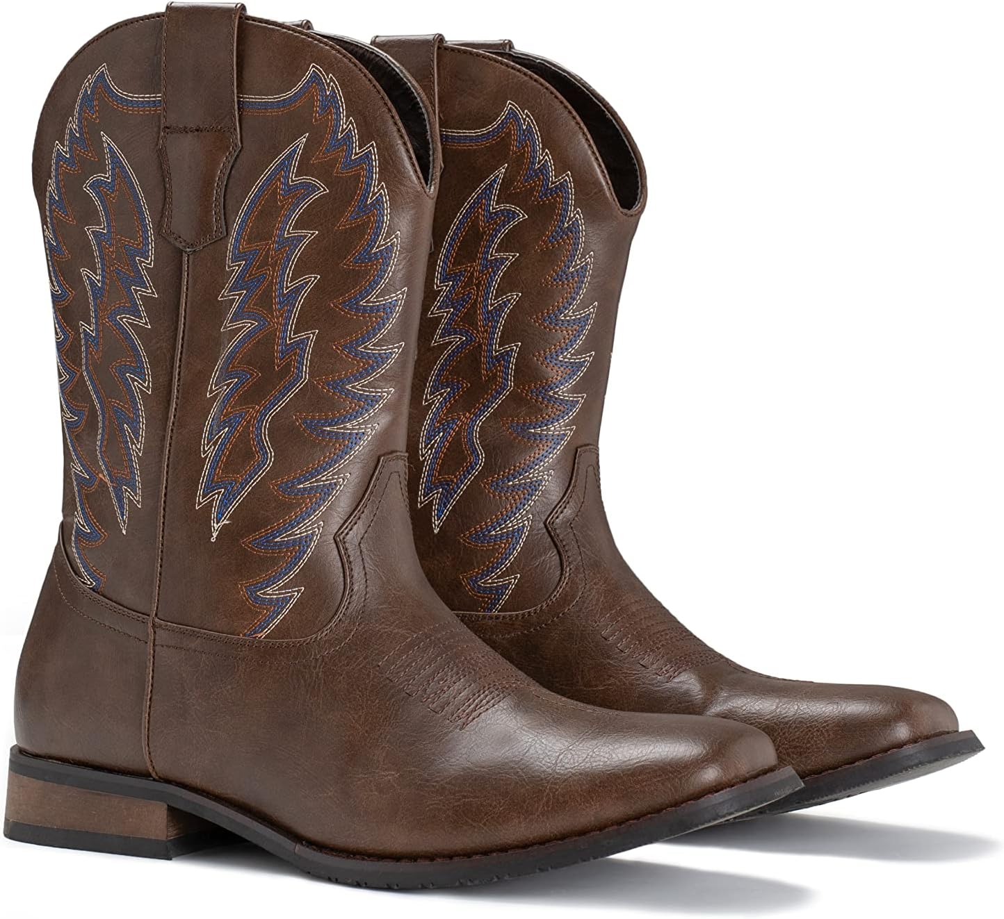 IUV Cowboy Boots For Men Wide Foot Square Toe Western Boots with Classic Embroidered Durable Slip on Boots - Image 8