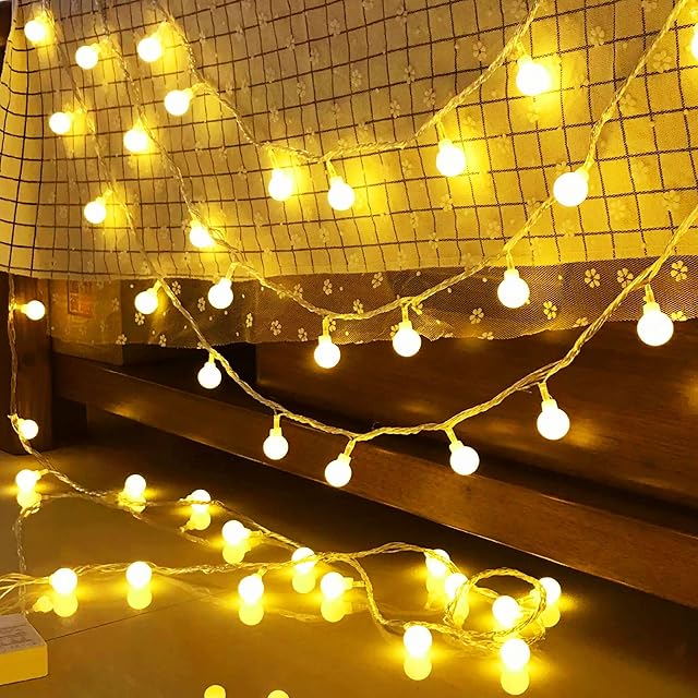 EvaStary Globe Fairy Lights, LED String Lights Battery Operated, 2 Modes Waterproof Globe Warm White Fairy String Lights 6M 40LED for Bedroom, Christmas Tree, Outdoor, Garden, Wedding Decoration