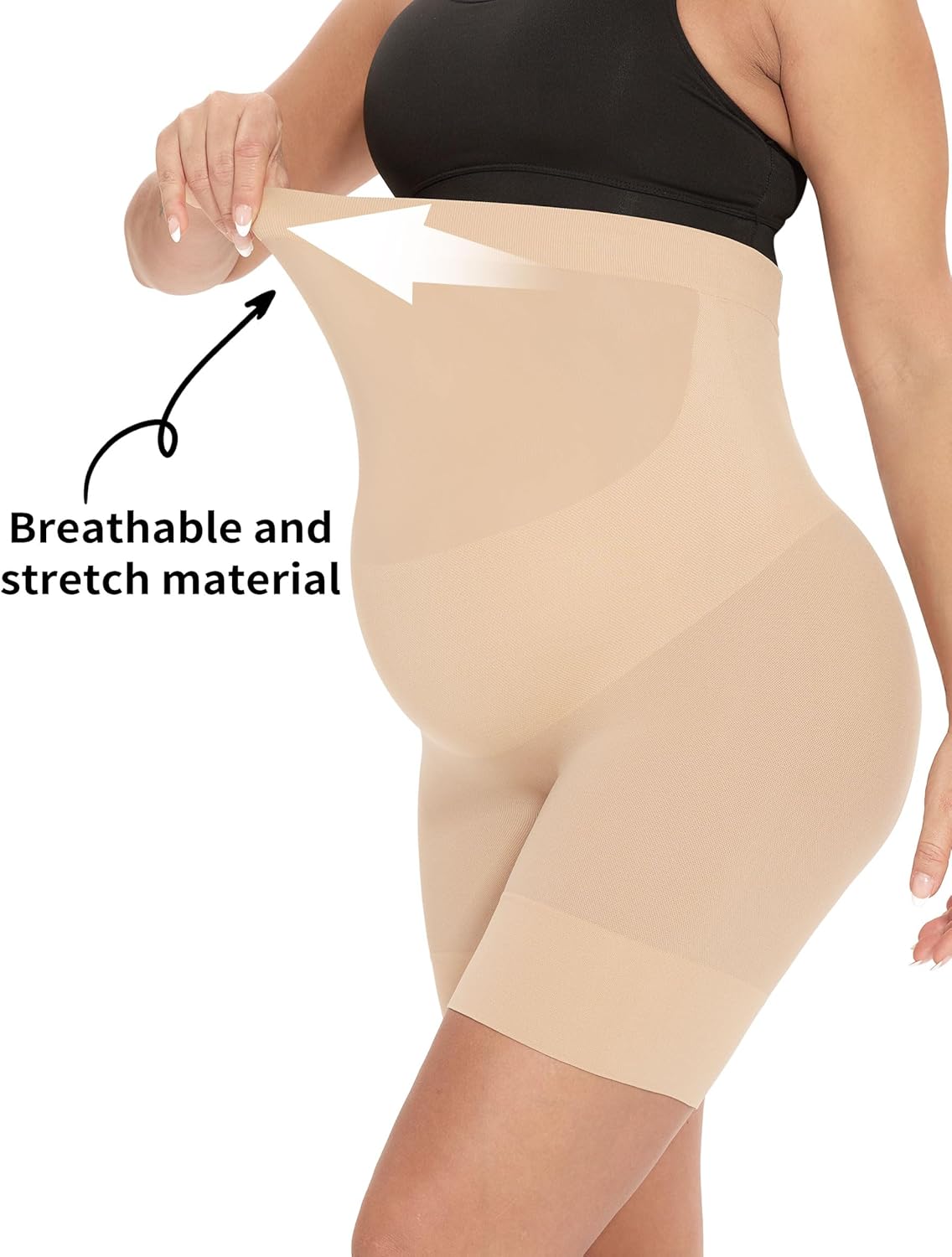 MUSIDORA Seamless Maternity Shapewear - Pregnancy Belly Support, Prevent Thigh Chafing, Baby Shower and Photography S-3XL - Image 4