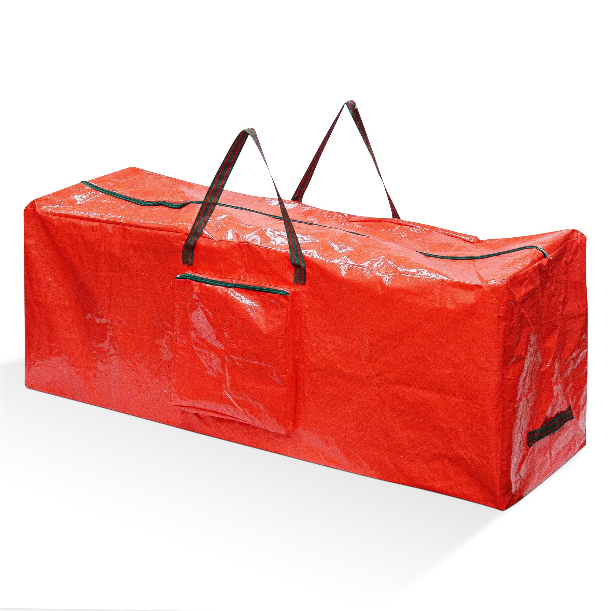 BLADO Christmas Tree Storage Bag - Heavy Duty Trees Dual Zippered Storage Containers, Carry Handles, Waterproof Xmas Tree Bag Protects from Dust Fits up to 8ft Tree (Red with Pocket)