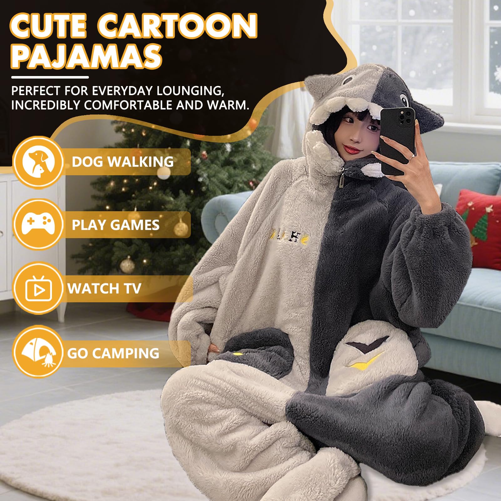 Pigiama Tuta Animali Unisex Adulto Animale Onesie Cosplay Halloween Carnevale Costume Donna Pigiama Costume Animale Inverno