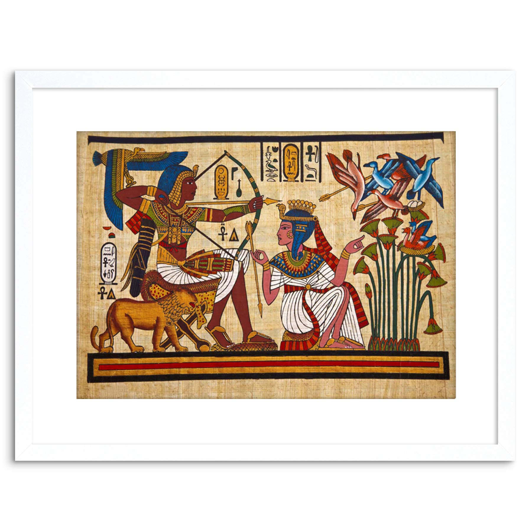 Wee Blue Coo PAINTING EGYPTIAN MURAL PHARAOH QUEEN ARCHERY ARROW BOW FRAMED PRINT F97X4459