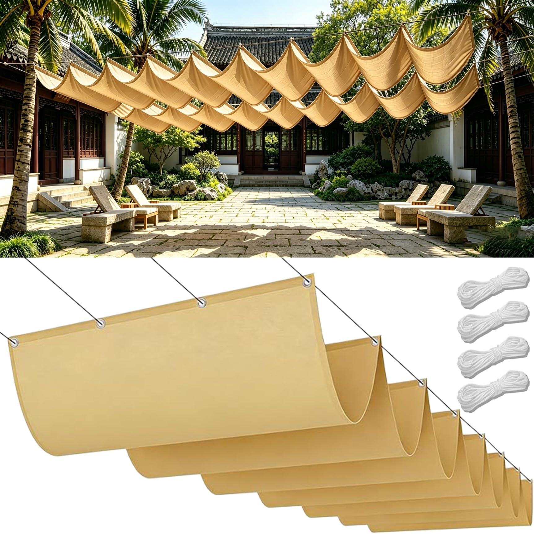 Voile d'ombrage rétractable pour créer un coin de fraîcheur au jardin