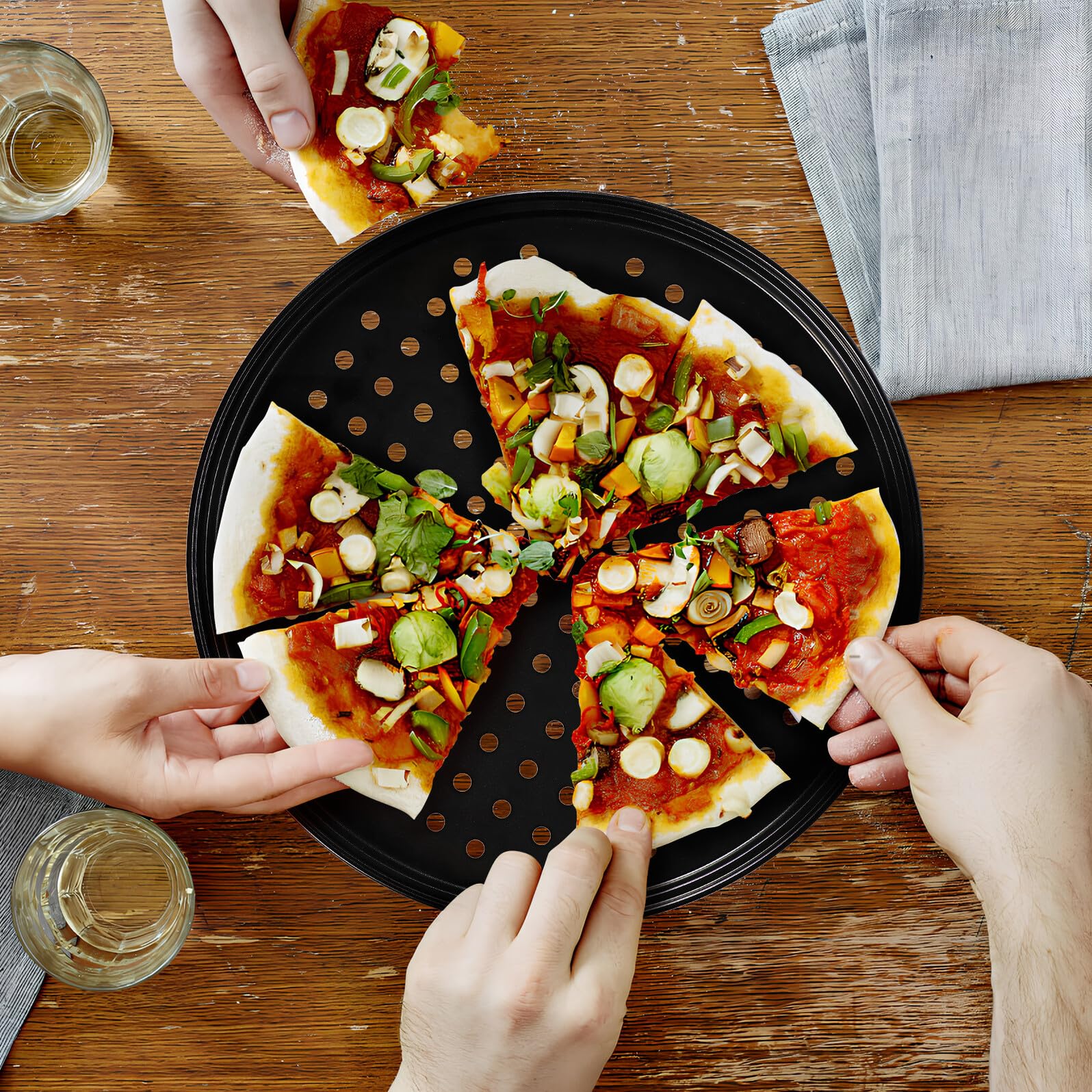 2 Pezzi Teglia Pizza Carbonio Teglie Rotonde Antiaderenti Forno Facile da Pulire per Pizza e Dolci Resistenti e Versatili per Cucina