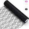 Lace Roll Black lace Fabric for Wedding lace Table Runners 12 inch Chair sash Bow DIY Wedding Party Art Craft Decor 73Ft, Only Seller HomyHome Tek is Correct