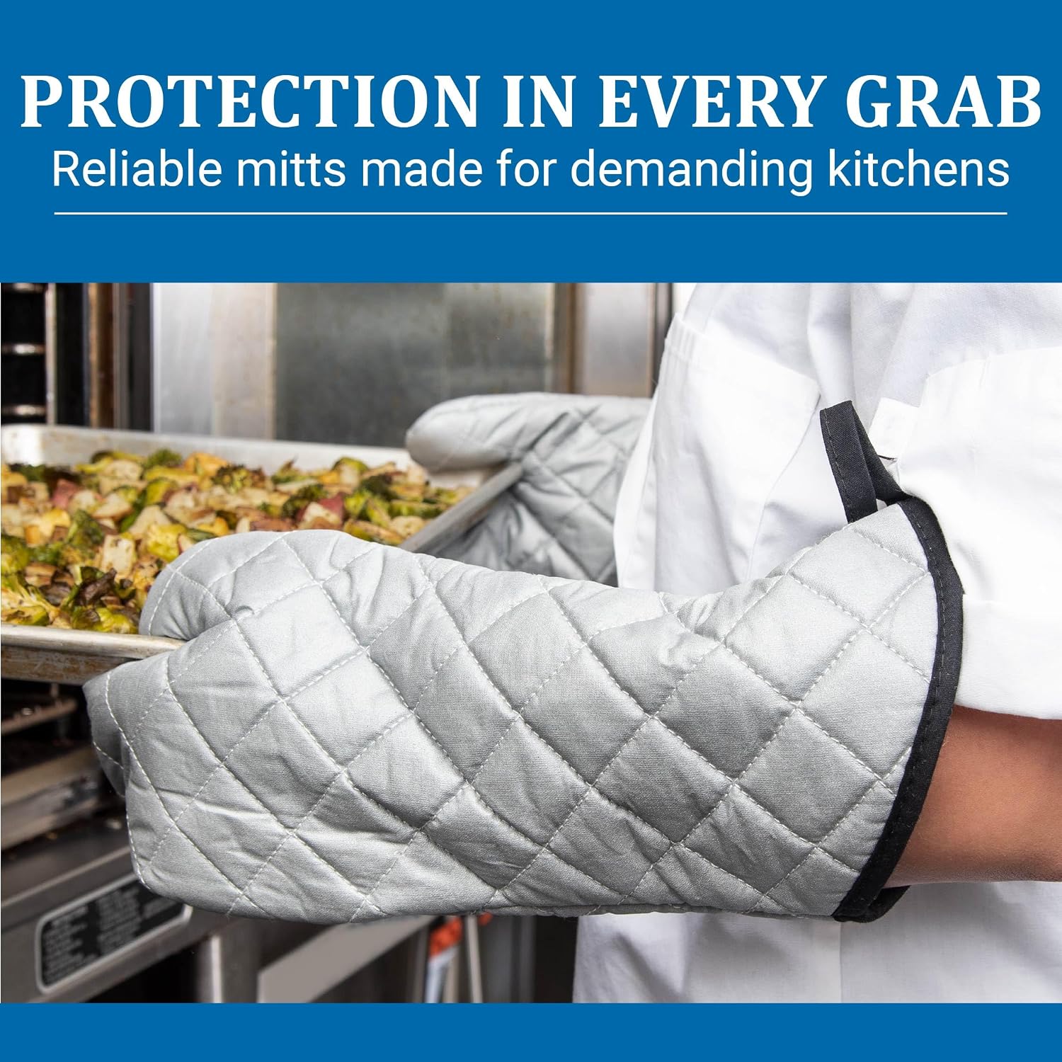 San Jamar 801SG17 Silicone Temperature Protection Oven/Freezer Mitt, 17" Length, Silver