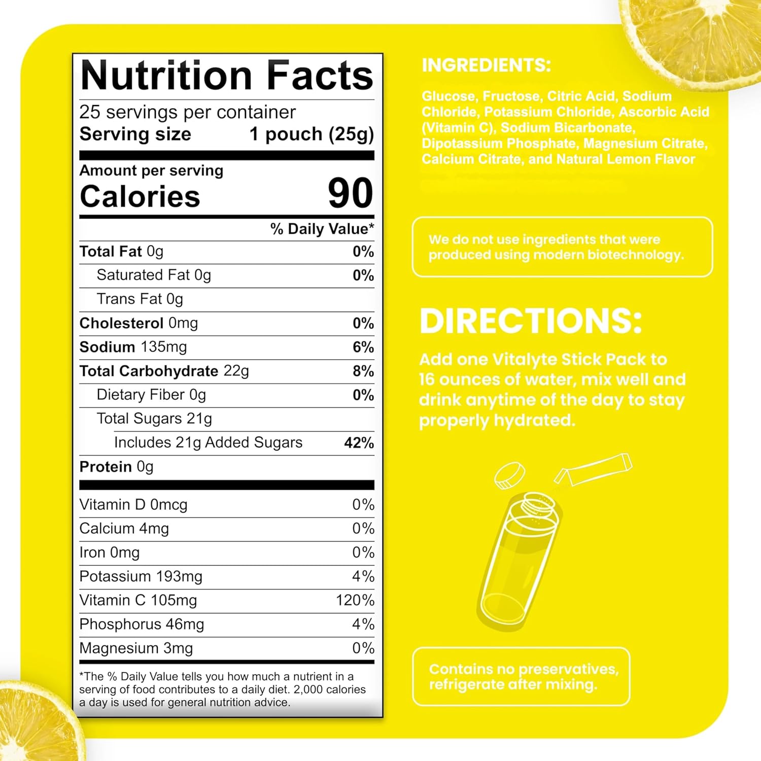 Vitalyte Electrolyte Powder Packets - Isotonic Clean Electrolyte Hydration Drink Mix - Single Serve Rehydration Packets with No Artificial Colors, Flavors or Sweeteners (Lemon, Pack of 25) - Image 5