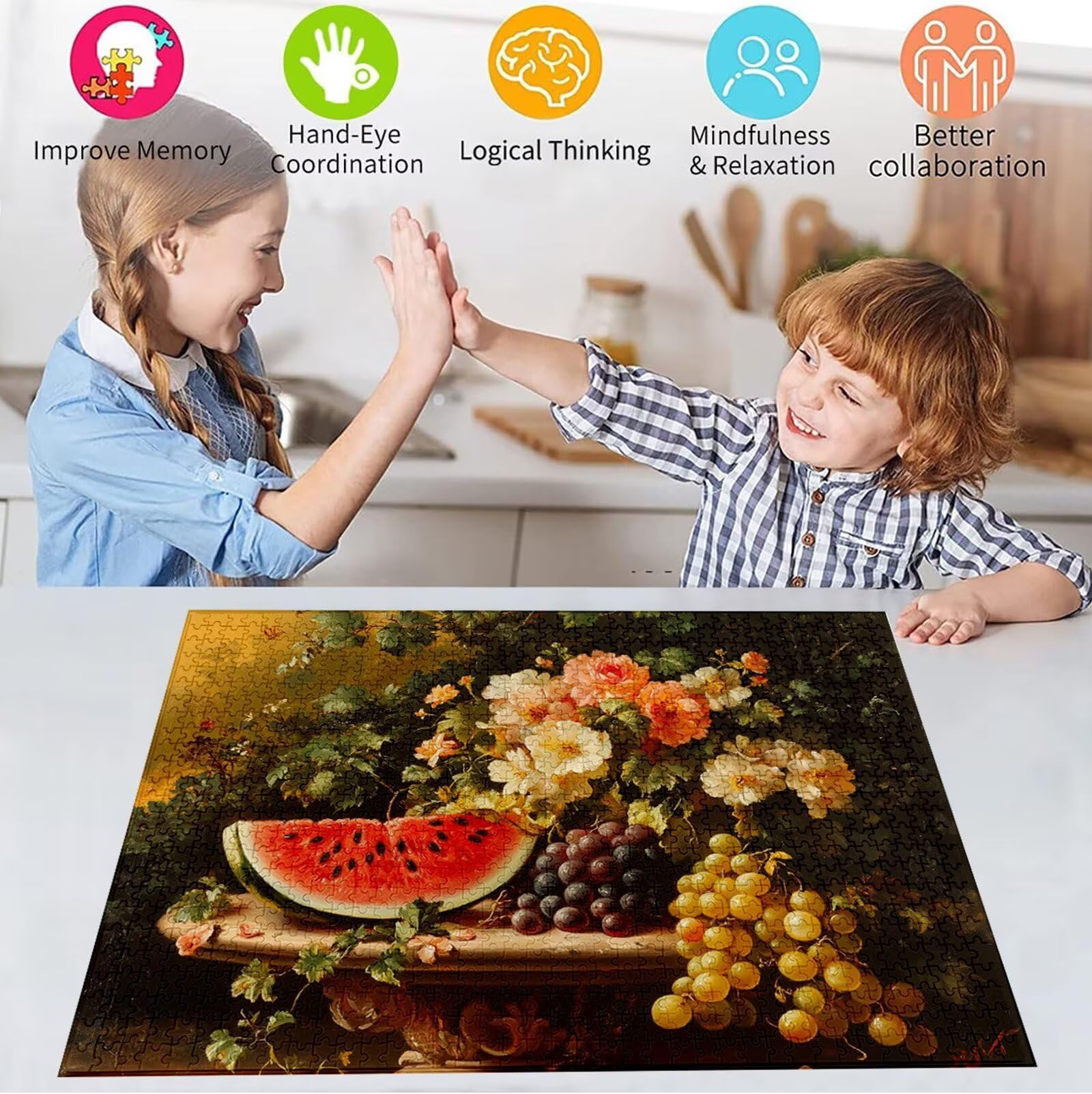 Puzzle 2000 Pezzi, 3 4 5 Anni Puzzle Anguria 6 7 8 Anni Giochi Educativi Sostenibili Con Motivi Per Adulti Da Gioco in Legno Di Alta Qualità Jigsaw Fiore per Gioco Familiare, 2026 Regalo Natale H-1850