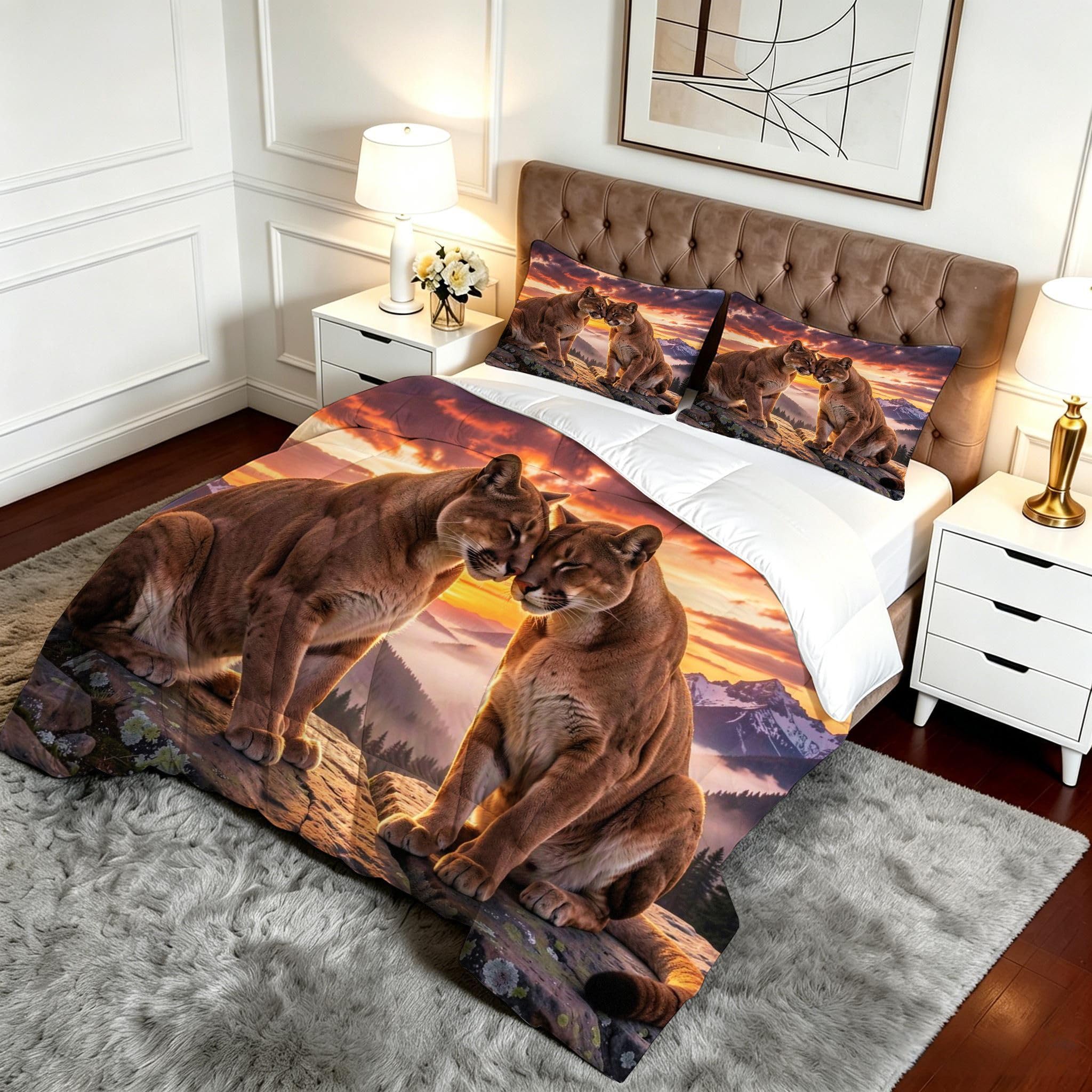 Couette 2 Personnes 200x200 cm, Lions Jaunes, CQ5398