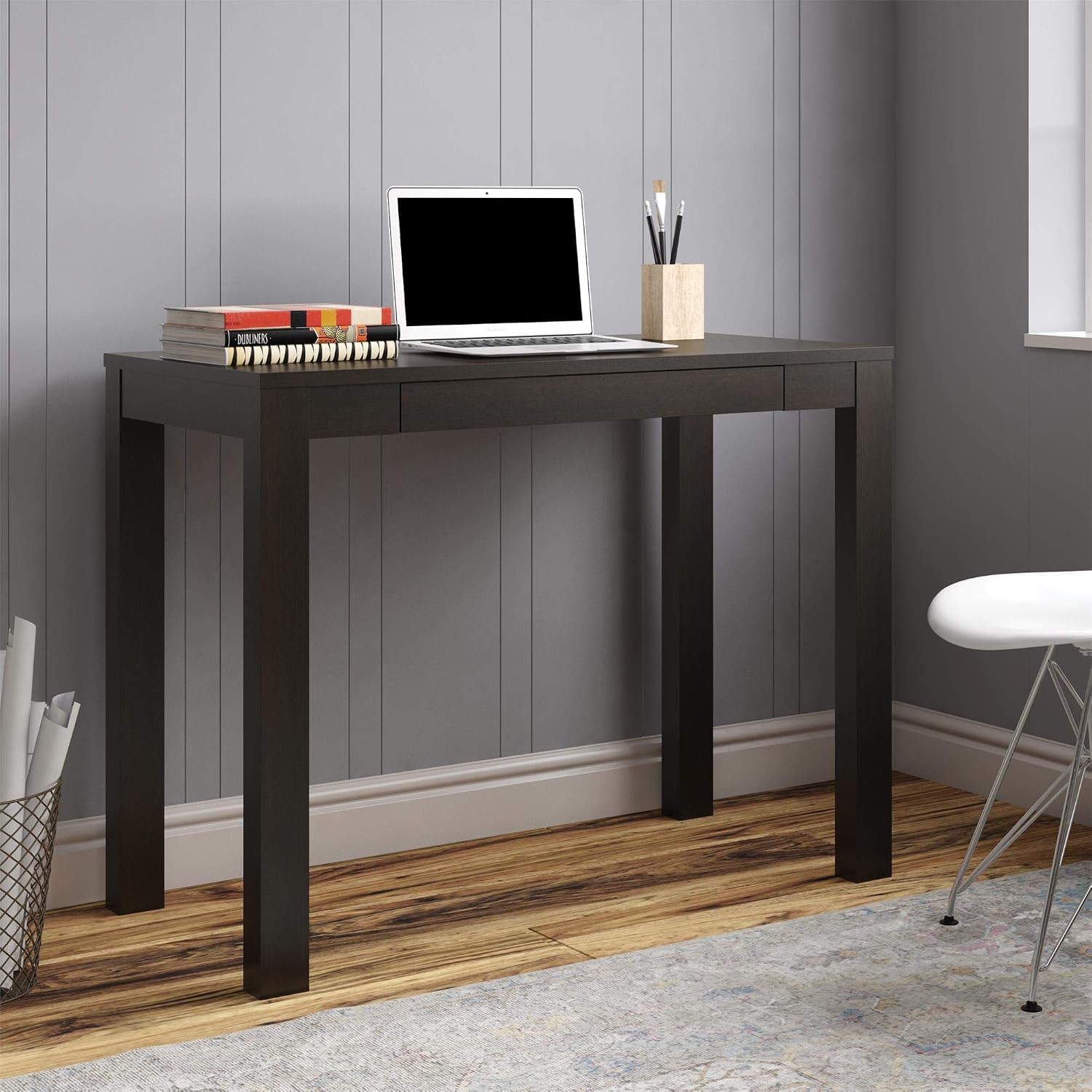 Amazon Basics Wooden, Home Office, Computer Study Desk with Drawer, 39 Inch, Espresso