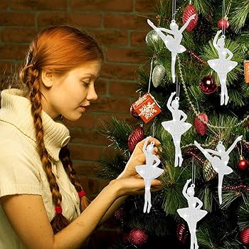 12 Pieces Ballerina Dancer Hanging Christmas Ornaments Key