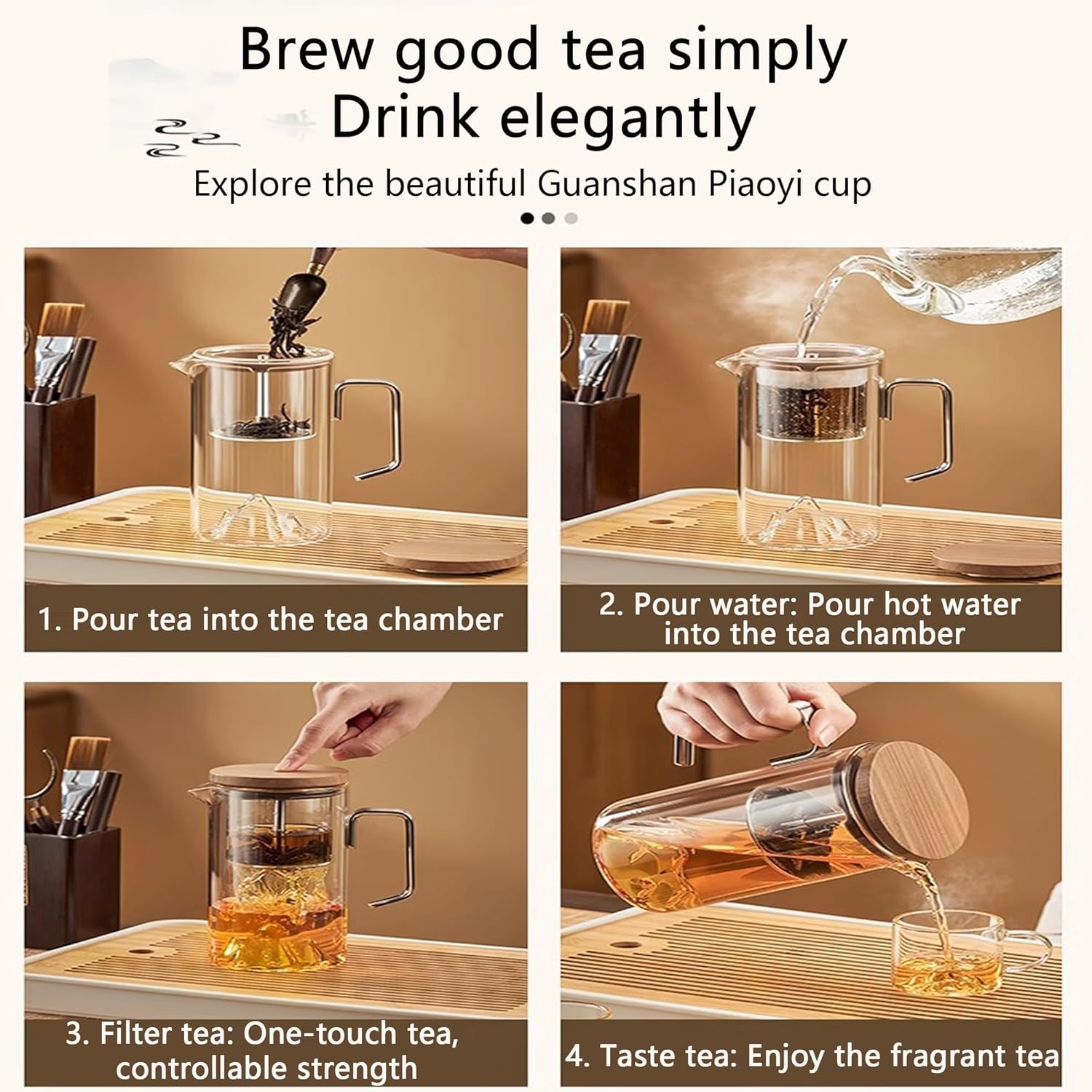 Glass Teapot with Infuser, Glass Teapot with Strainer， Witchcraft Teapot, Magical Teapot,2025 Upgrade Press Control Enchanted Teapot,Magic Glass Teapot with Strainer for Flower Tea(Clear,750ML)