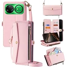 Compatible with Huawei nova 15 Ultra Case Wallet Leather Multi-Card, Crossbody Flip Folio Cover with Zipper Pocket, Detachable Strap, Shockproof Phone Case - Pink