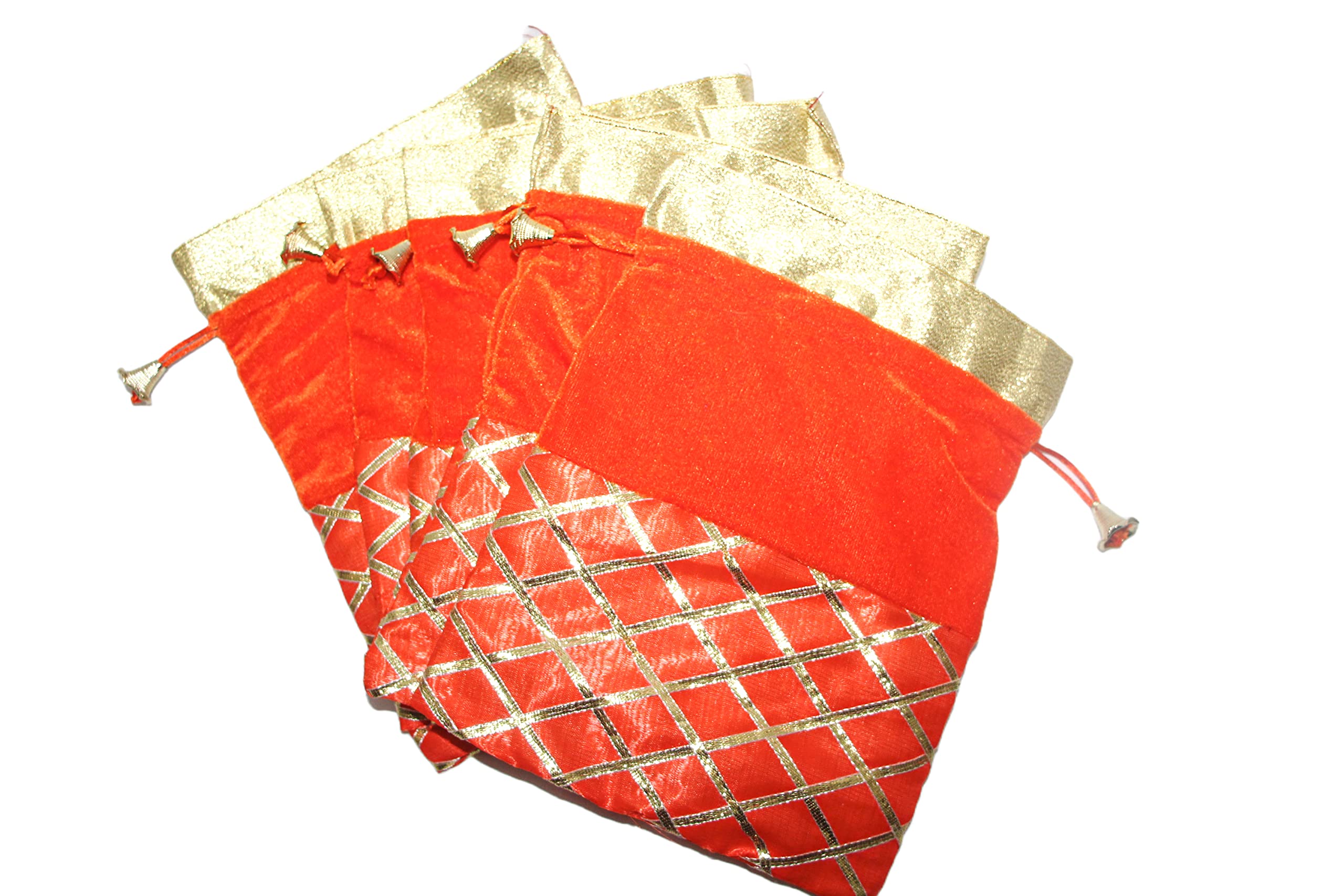 shopobuddy Velvet Potli Batwa Bag Bridal Purse Women handbag Shagun Pouch Return Gifts (ORANGE COLOR)-picture-33