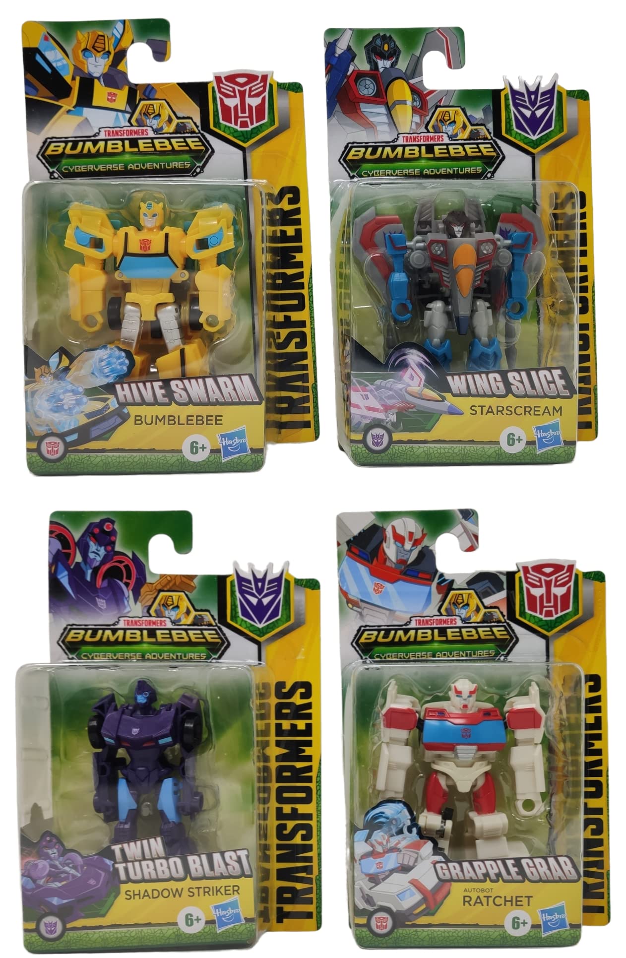 HasbroTransformers Bumblebee Cyberverse Adventures Mini Action Figure, E1883, 10 cm Each, Convertible (4 Pack)