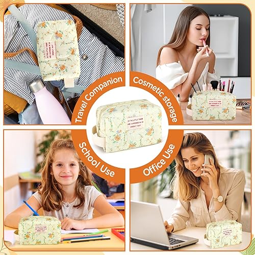 Miniatura 6 de YESMET Bolsa de maquillaje de algodón, D, Floral