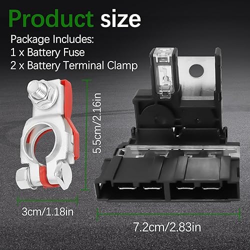 Miniatura 2 de Fusible de batería 24380-79913 y abrazadera de terminal de batería positiva 24340-7F000 para Nissan NV200 2013-2022 350Z 2003-2009 para Infiniti